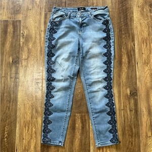 Earl Jean Embroidered Light Wash Jeans